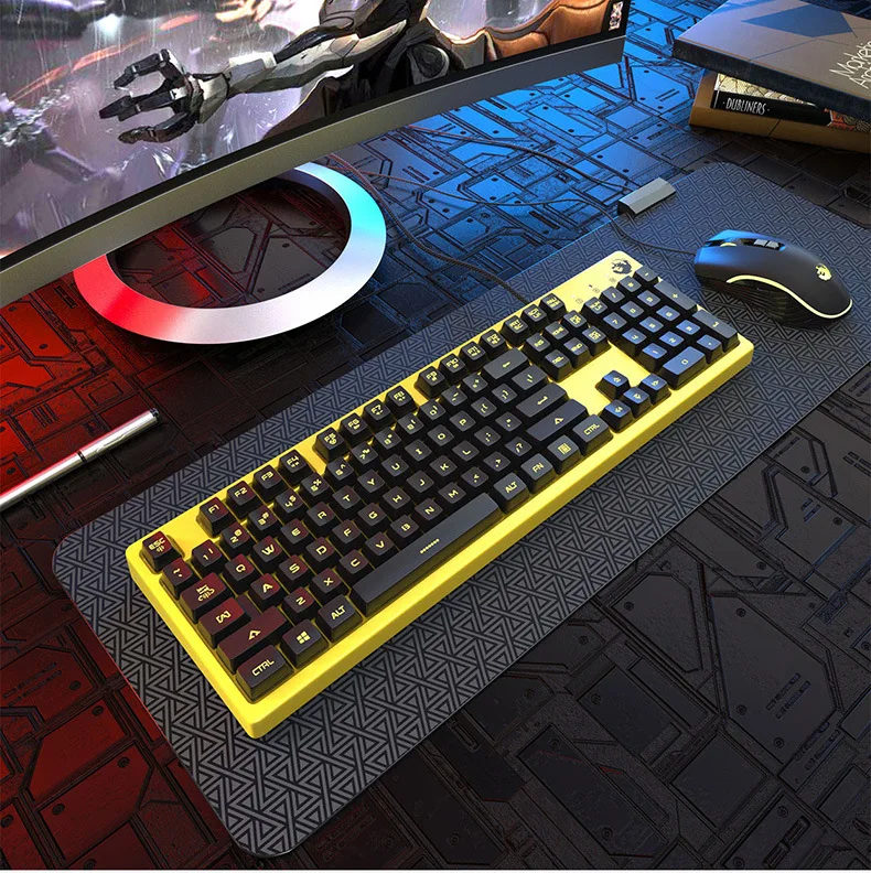 Игровая клавиатура 104 Keycaps Водонепроницаемая Бесшумная клавиатура компьютерная геймерская USB Проводная для настольного ноутбука для домашнего офиса