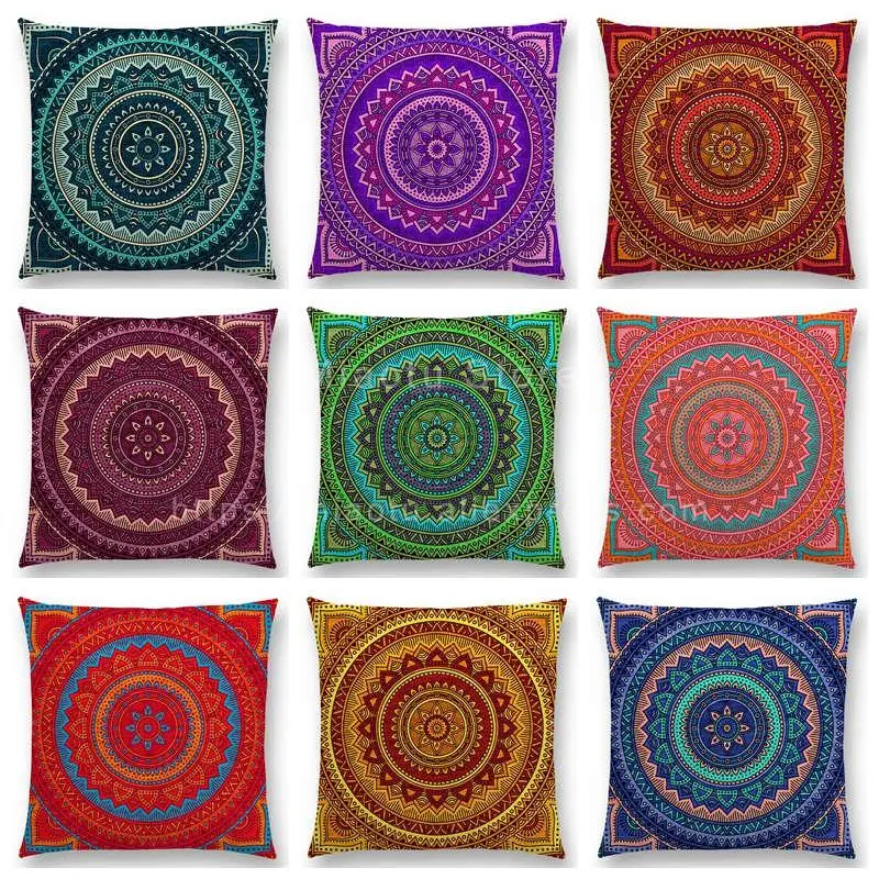 Хиппи Мандала в богемном стиле радуги с цветочным рисунком подушки Винтаж