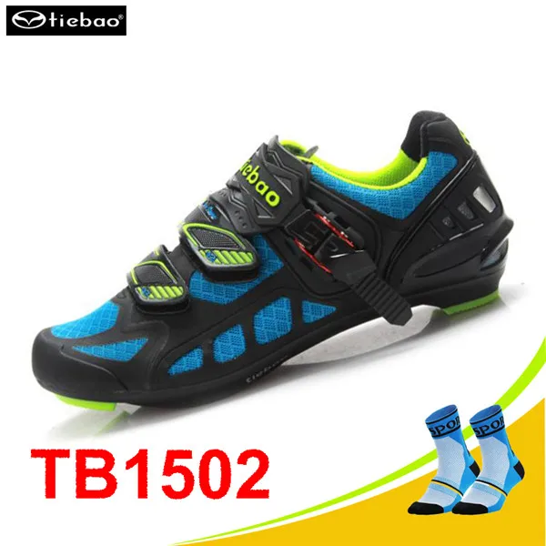 1502 B with socks Tiebao/Обувь для велоспорта; Мужская обувь для шоссейного велосипеда; sapatilha ciclismo; спортивная обувь для шоссейного велосипеда; bicicleta sapato ciclismo; кроссовки - Цвет: 1502 B with socks