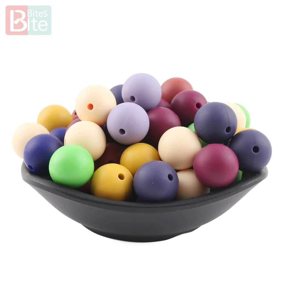 Mordedura para morder, cuentas de silicona de 15mm, collar de dentici&oacute;n para beb&eacute;, hecho a mano, sin BPA, cuentas suaves, mordedor para beb&eacute;, nuevo Color, 20 Uds.-0
