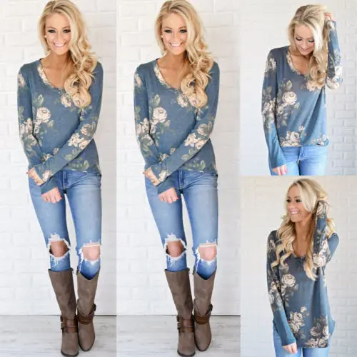 Новинка 2017 Женская Повседневная футболка с круглым вырезом длинным рукавом