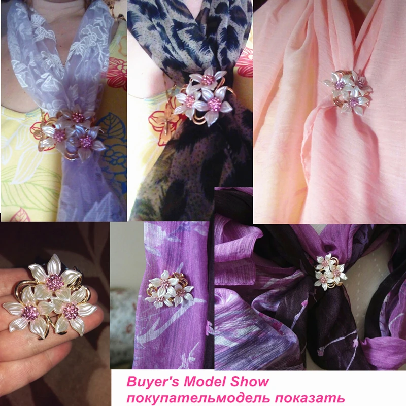 Брошь двойного назначения булавка роскошная Шпилька зажим для шарфа Цветочная -