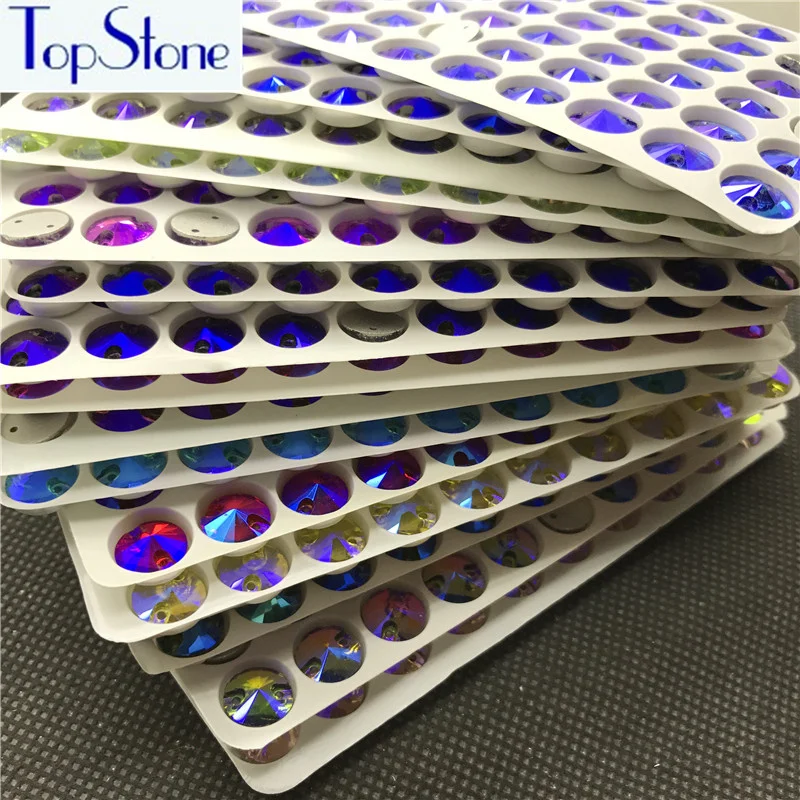 Topstone 8 мм круглые стразы Rivoli разноцветные 84 шт. Пришивные стекло кристалл камень