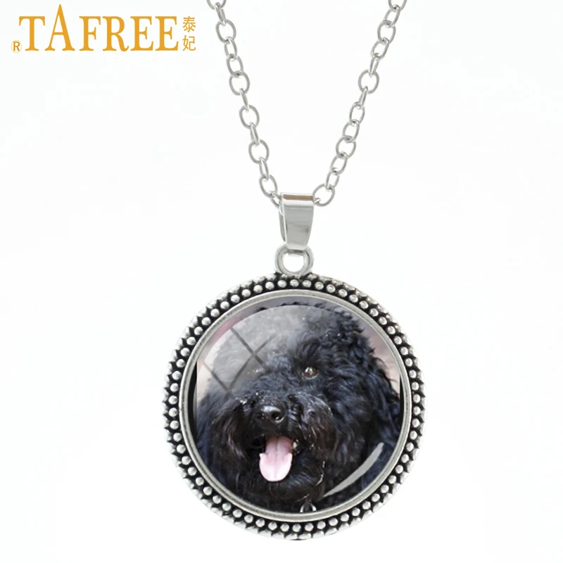 Черное ожерелье TAFREE с подвеской в виде пуделя собаки выглядит как милая круглая
