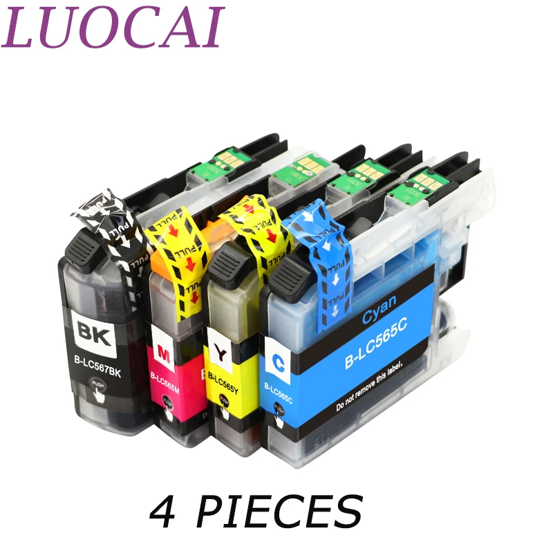 LuoCai 4 шт. LC567 LC565 LC567XLBK LC565XL совместимые чернильные картриджи для принтеров brother MFC