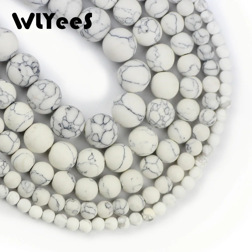 Матовый калаитовый синтетический натуральный камень WLYeeS Howlite 4/6/8/10/12 мм круглые