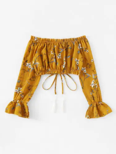 Summer Women Ladies Clothing Tops Off Shoulder Blouse Long Sleeve Shirt Casual Loose Clothes Dropshipping | Женская одежда