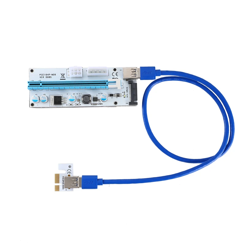 VER008S 3 в 1 Molex 4Pin SATA 6PIN PCIE PCI E Экспресс Райзер карта 008s 1x до 16x USB 0 для майнинга