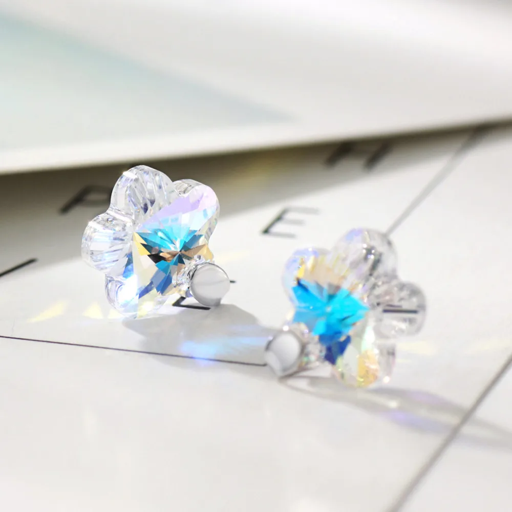 Серьги гвоздики Neoglory с австрийским кристаллом и покрытием из серебра пробы милые