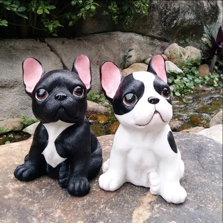

Современная статуя собаки из смолы, серая миниатюрная скульптура в виде животного, декоративная фигурка французского бульдога, домашнее ук...