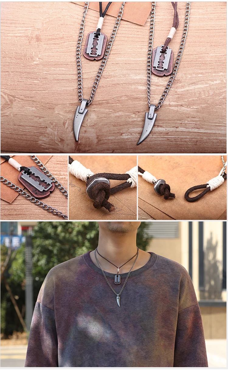 Волчий Клык лопасти сплав кулон ожерелье мужские ювелирные изделия крутая