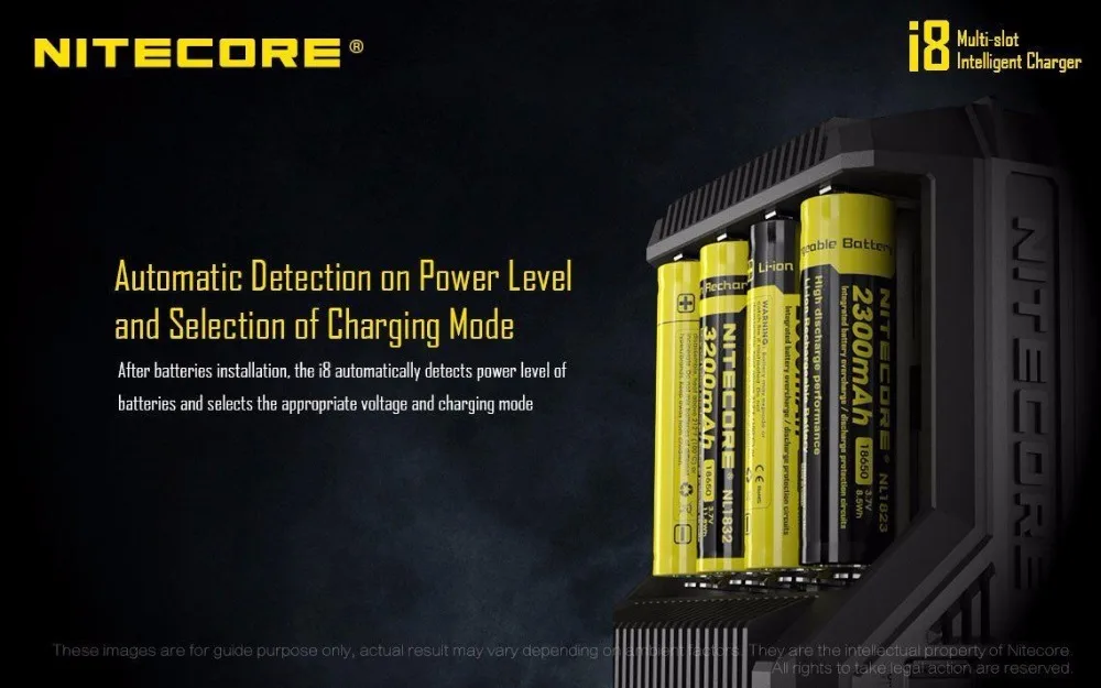 Интеллектуальное зарядное устройство Nitecore i8 8 каналов с несколькими слотами для