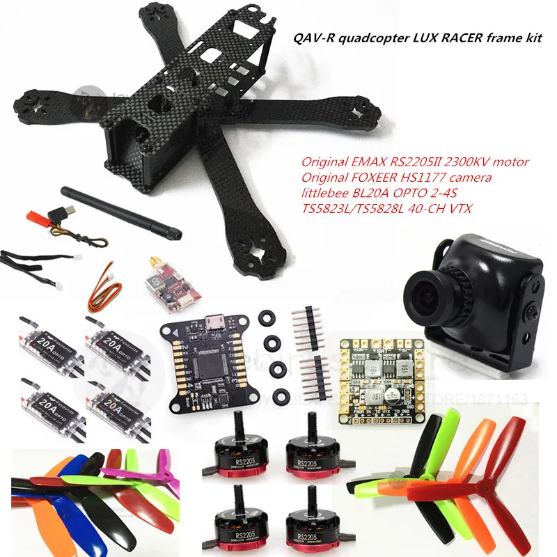 DIY FPV мини Дрон QAV R Квадрокоптер 4x2x2 рама комплект EMAX RS2205 + littlebee BL20A ESC F4 V3 FC HS1177