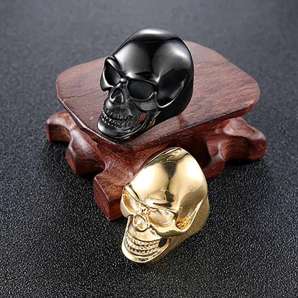 Большой красивый модный стиль Винтажное кольцо Череп Панк мужское черное с