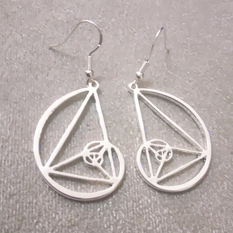 Прямая поставка золотые треугольные серьги Fibonacci простого дизайна модные