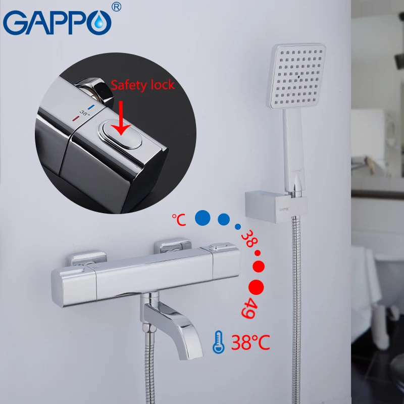 GAPPO Термостатические Смесители для душа, смеситель для ванны с термостатом, настенный смеситель для душа с водопадом, набор душевых головок