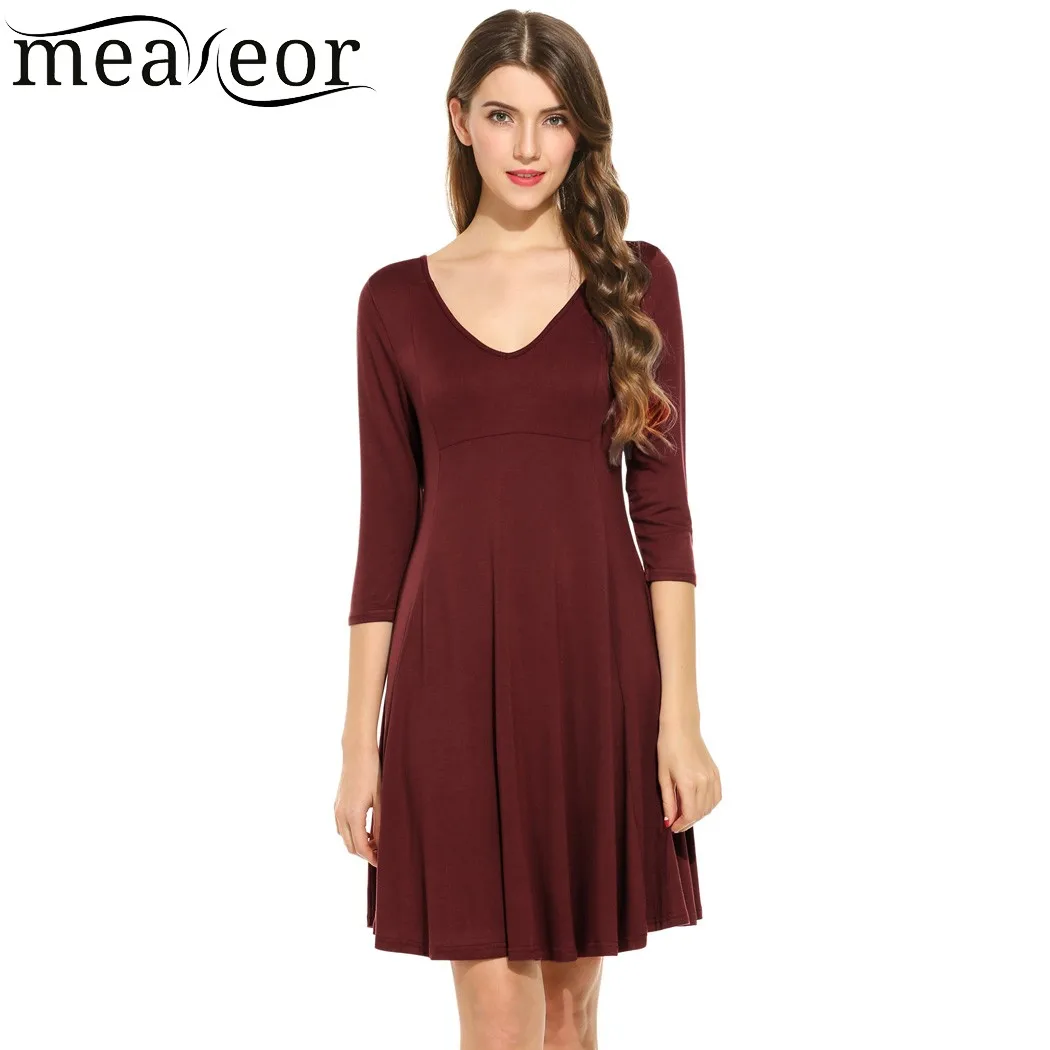 Meaneor/элегантное платье для леди с коротким рукавом и открытой спиной однотонное