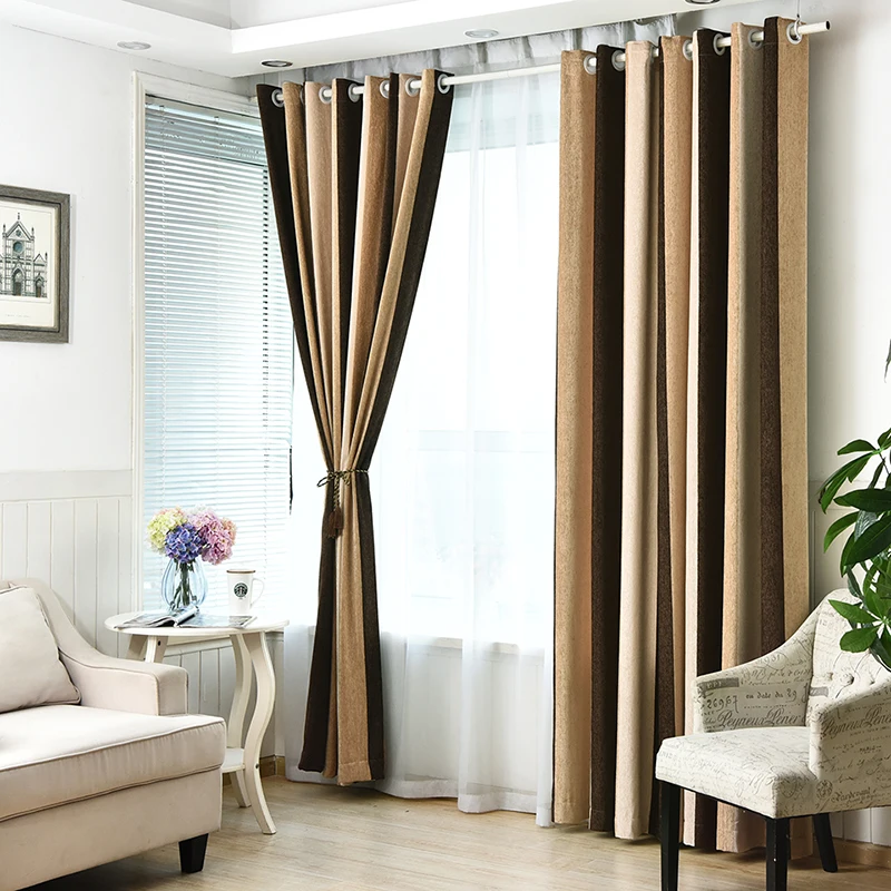Высококачественные современные затемняющие занавески полосатые оконные шторы с