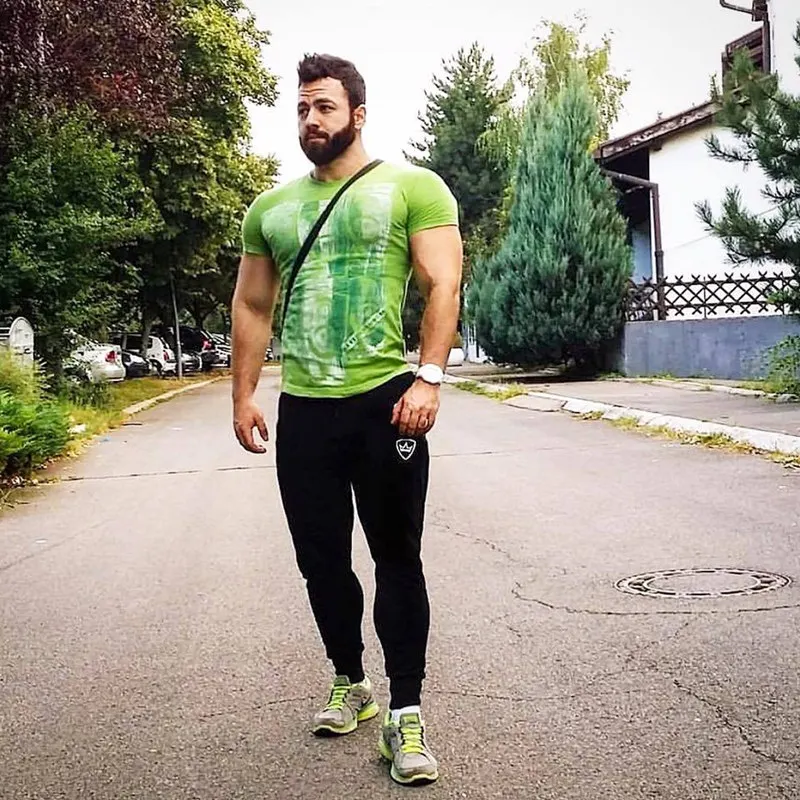Мужские спортивные брюки, спортивные штаны для тренажерного зала, модные брюки для ног, хлопковые брюки для бега, фитнес брюки, новинка, тонкие мужские брюки