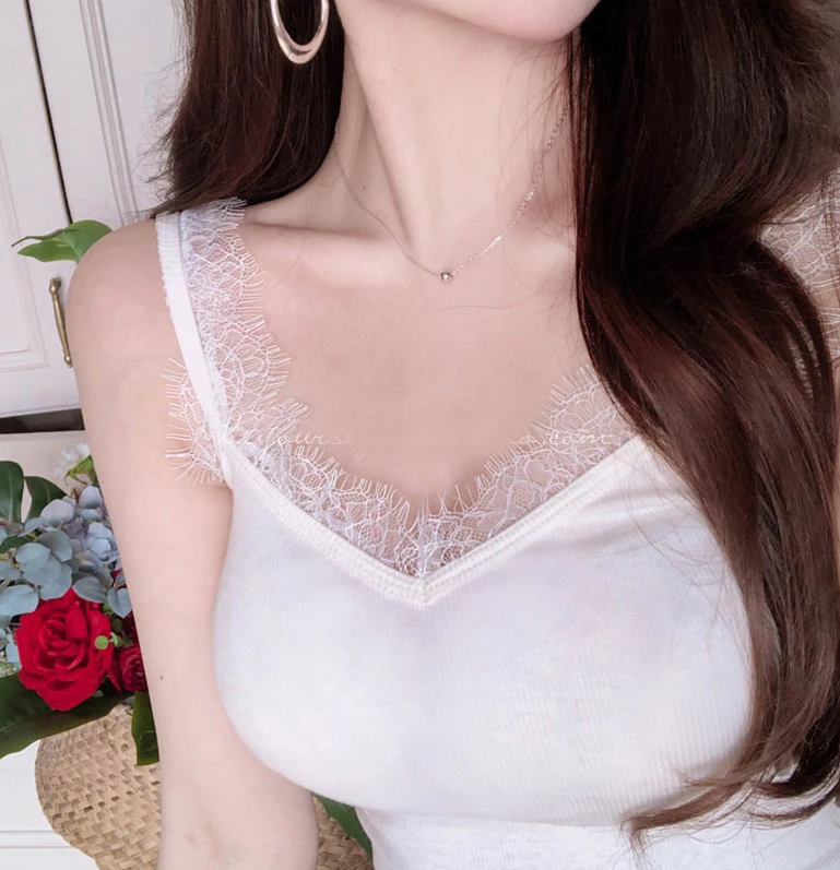 

Sexy, pure black eyelashes, lace trim, sexy Suspender vest. womens clothing