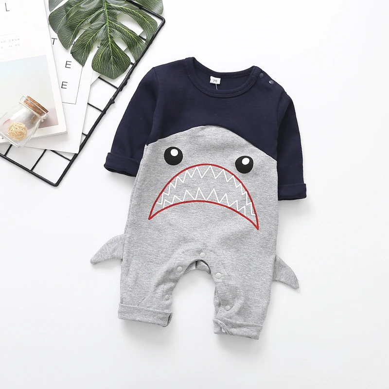 fashion brand Baby Boy Girl Shark Lion cub cartoon animal printing Romper Playsuit spring autumn Clothes cute Outfits | Детская одежда