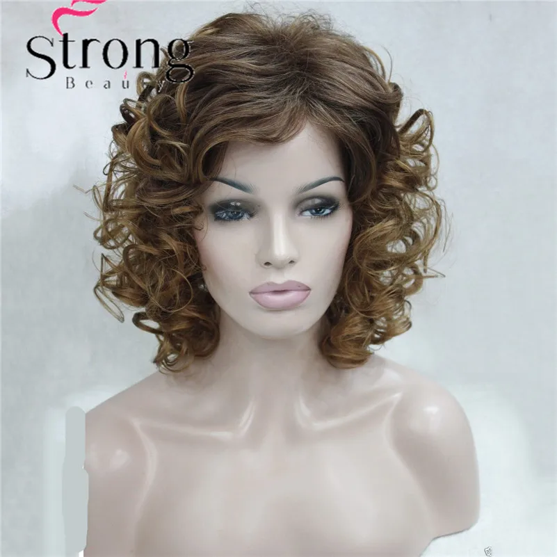 StrongBeauty короткий супер кудрявый толстый блондин полный синтетический парик парики