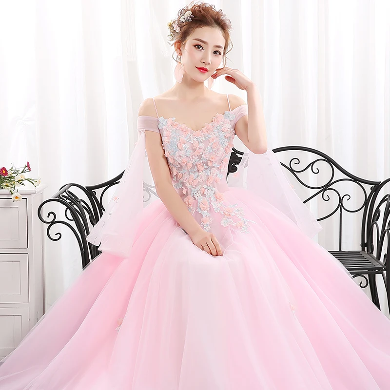 Платье принцессы с открытыми плечами rossado Quinceanera розовое платье для выпускного