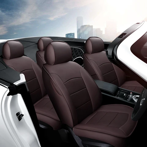 Coffee AutoDecorun из натуральной кожи мест покрытие для peugeot 307 CC Кабриолет чехлов сидений автомобилей комплекты поддерживает аксессуары для укладки - Название цвета: Coffee