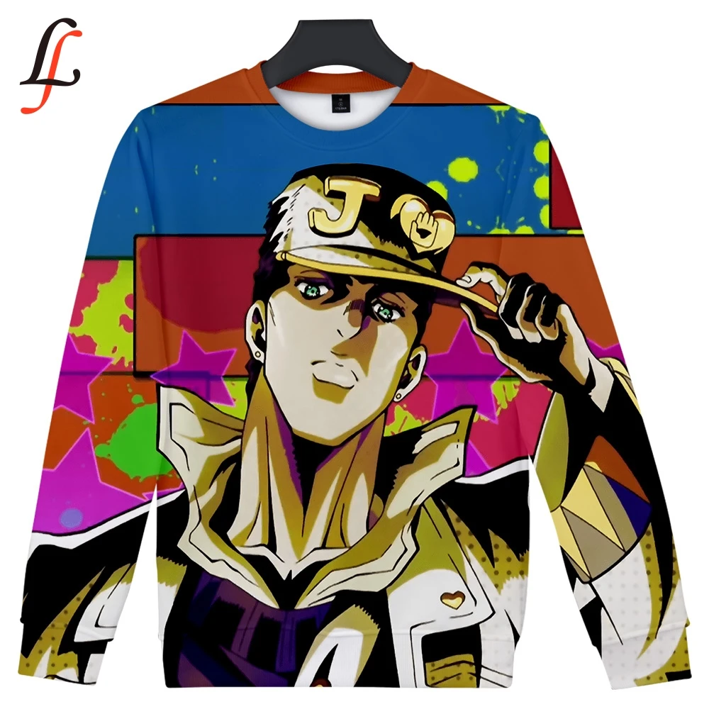 Новинка аниме JOJO 3D принт толстовки без шапочки для мужчин и женщин с круглым