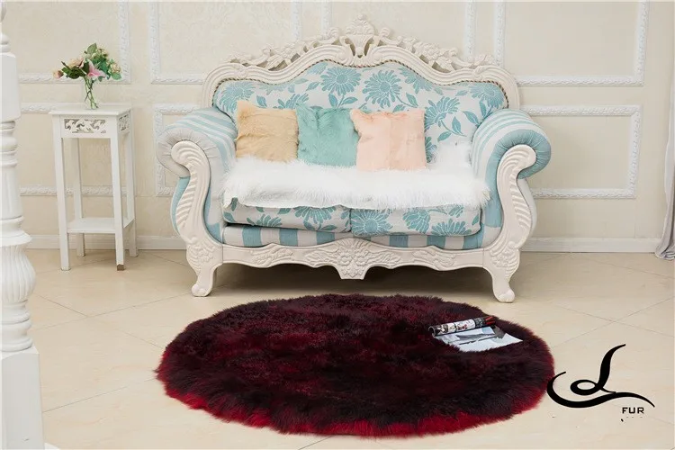 Круглая форма Тибет овечий мех бросок для обивки мебели ковры из овечьей кожи