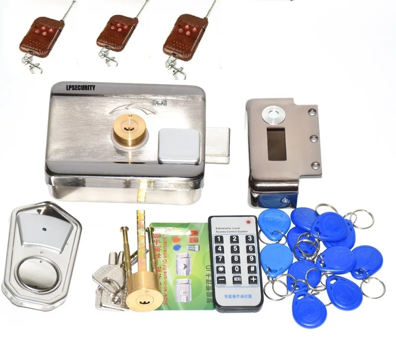 kit 10 3 remotes Открытый пульт дистанционного управления 10 тегов электрический замок и замок для ворот система контроля доступа электронный интегрированный RFID дверной обод замок - Цвет: kit 10 3 remotes