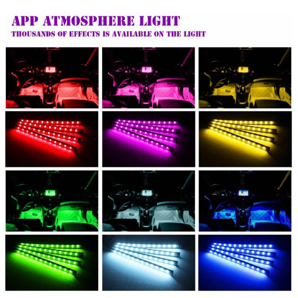Светодиодная ленсветильник RGB для автомобиля декоративная Гибкая лампа с