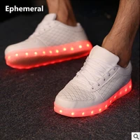 unisex colorful max size46 lace up loafer nigh club led board shoes for men sport light up luminous zapatillas usb charger white