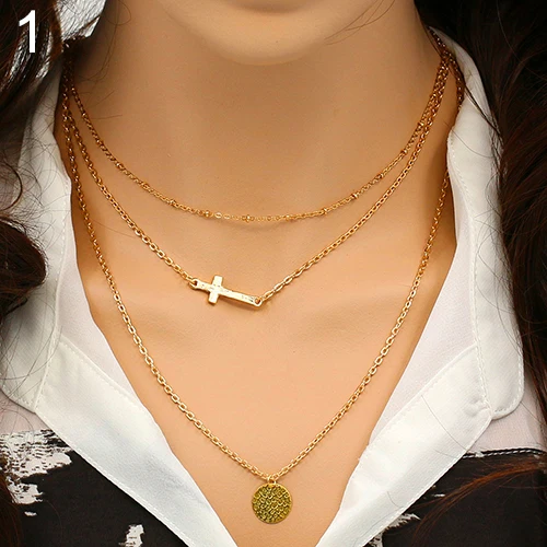 Bluelans Multilayer Gold Chain Beads Hamsa Fatima Hand Charm Necklace | Украшения и аксессуары
