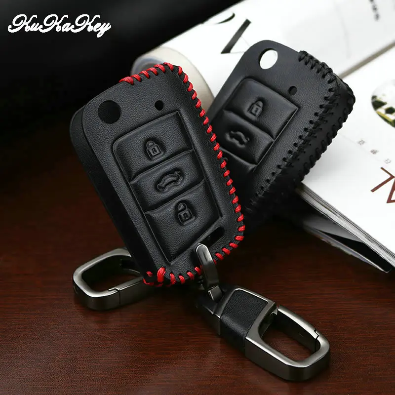 Кожаный чехол для автомобильного ключа KUKAKEY сиденья Leon Ibiza CUPTRA Skoda Octavia VW Polo 2016 golf 7