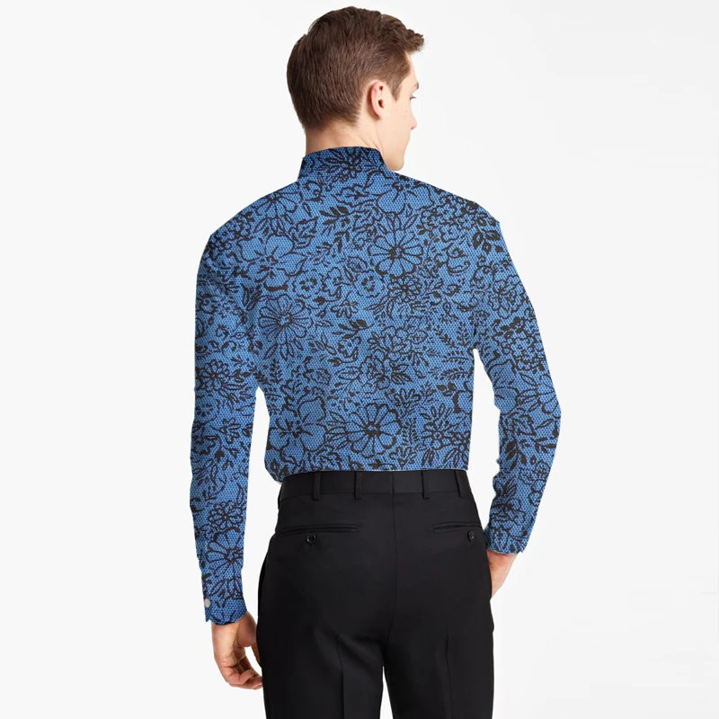 2018 Мужская рубашка из Хлопка Оксфорд с принтом маленький узор модная