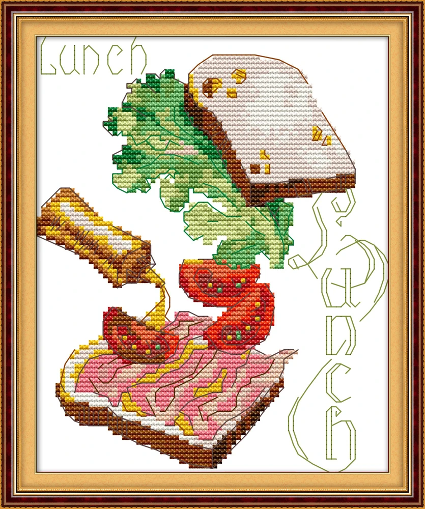 Обед Сэндвич мультфильм Настенный декор живопись Счетный Печать на холсте DMC 11CT