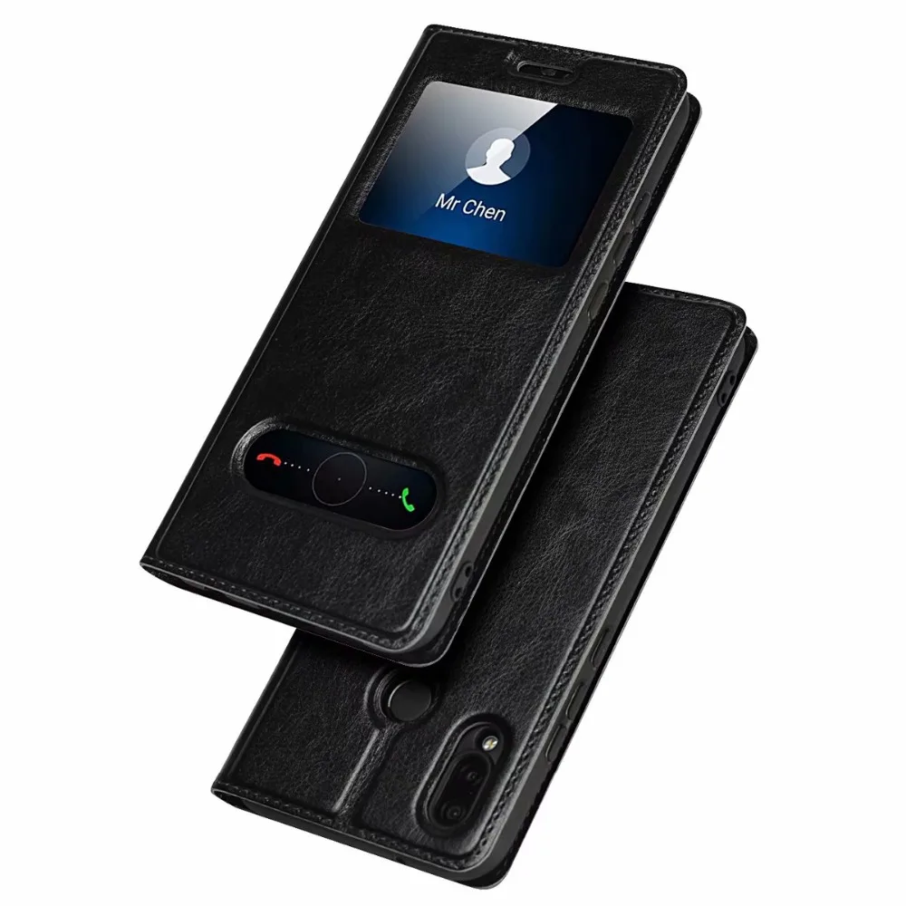 Умный чехол для Huawei P20 Lite &amp Pro с магнитным окошком и подставкой из искусственной