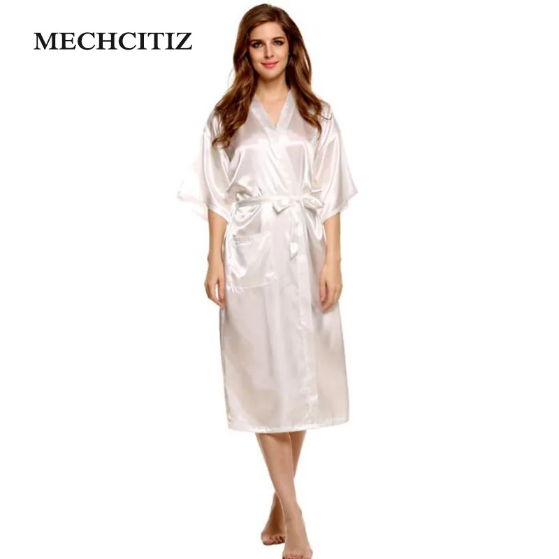 MECHCITIZ Silk Satin Wedding Mother of the Bride Robe Summer Dressing Gown Fashion Kimono For Women | Женская одежда