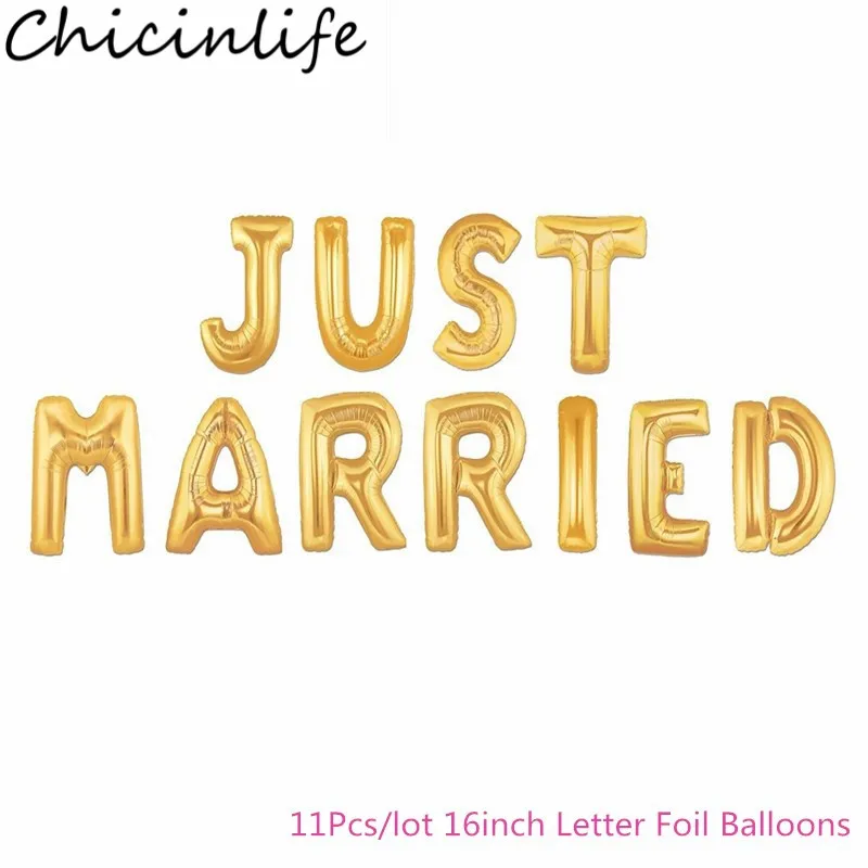 Chicinlife 11 ⑤ пакет 16 дюймов только что замужние шары из фольги в виде букв Девичник