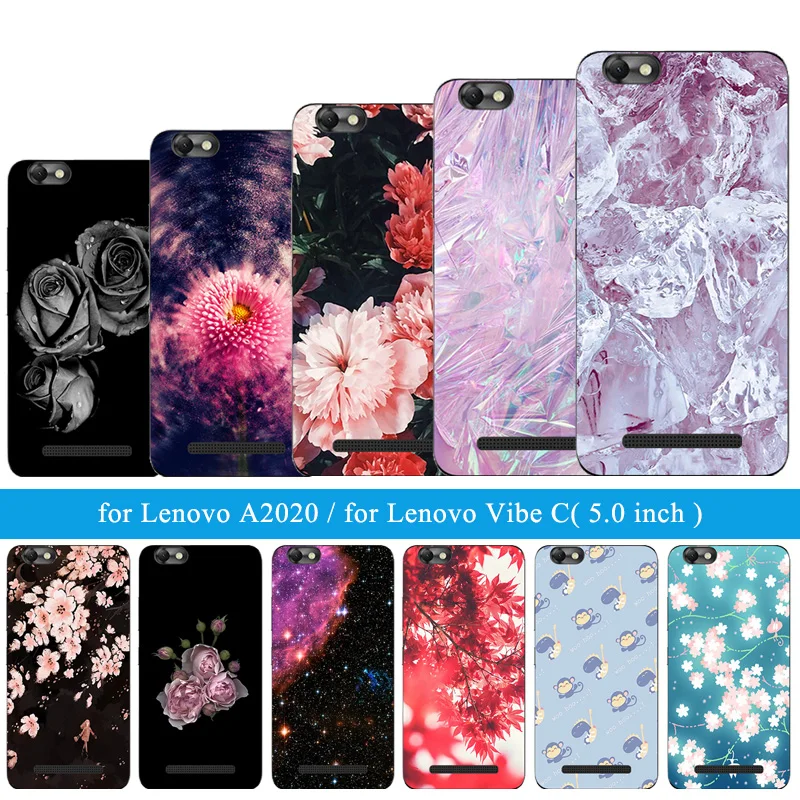 Soft TPU Phone Case For Lenovo Vibe C A2020 Capa Ice Pattern Skin Full Protection Back Cover A2020a40 DS A 2020 Coque |