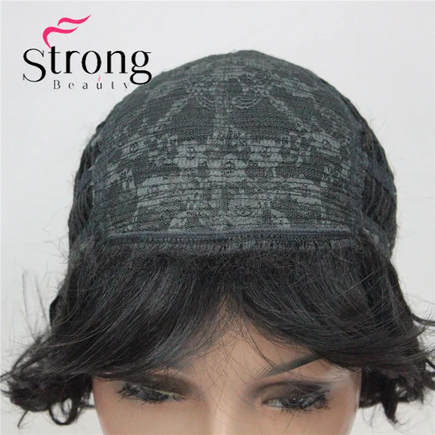StrongBeauty короткий парик мягкий взъерошенные кудри коричневый выделяет полный синтетические парики выбор цвета