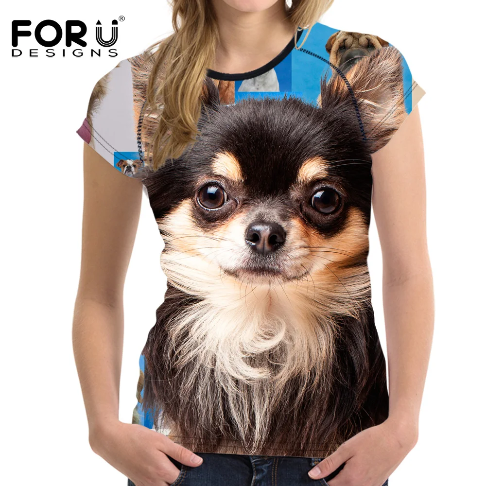 FORUDESIGNS/2018 модная женская летняя Базовая футболка с милым 3D принтом Бостон терьер