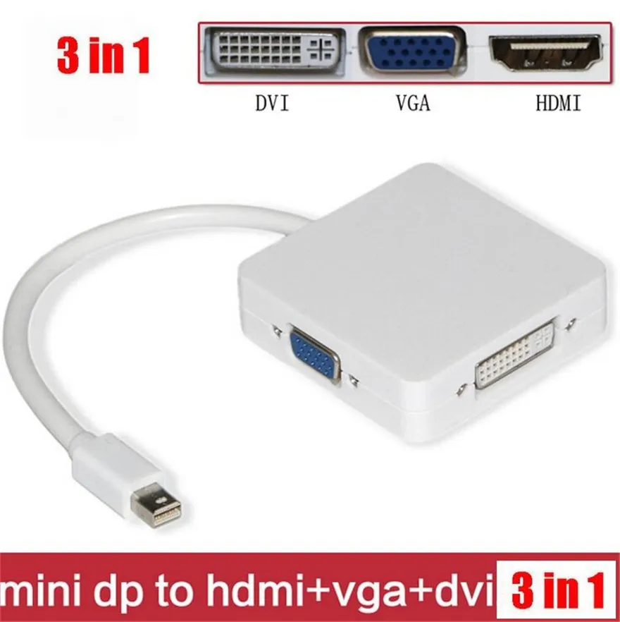 Кабель-переходник mini DP hunderbolt Mini DisplayPort в HDMI DVI VGA 3 1 для Apple Macbook Pro Microsoft Surface - купить