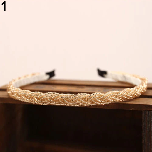 

Women Girls Chic Bead Rhinestone Crystal Head Chain Headband HairBand Hairwear