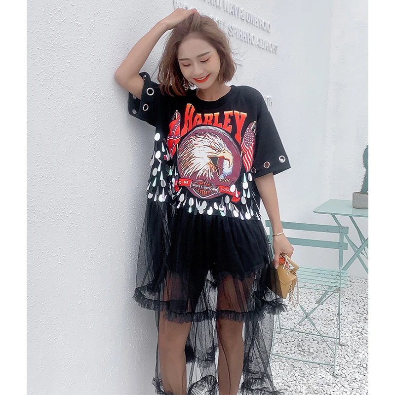 2019 Spring women sequined long dresses fashion gauze patchwork chic | Женская одежда