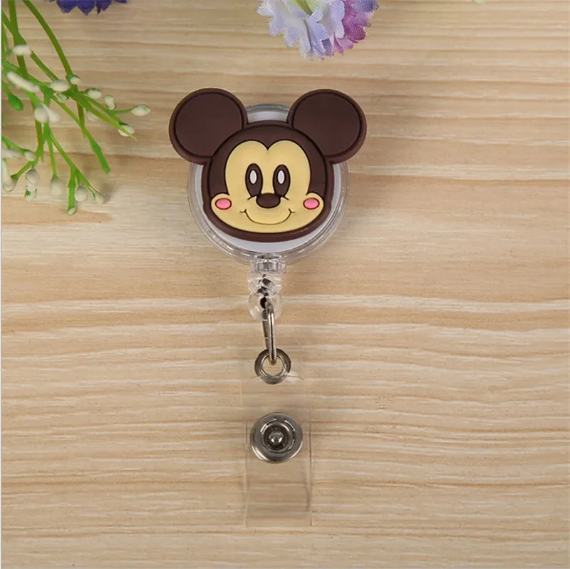 9 24 шт./лот силиконовый выдвижной значок медсестры катушка клип мультфильм Микки Минни, Ститч лук ID карты бейдж держатель - Цвет: 9