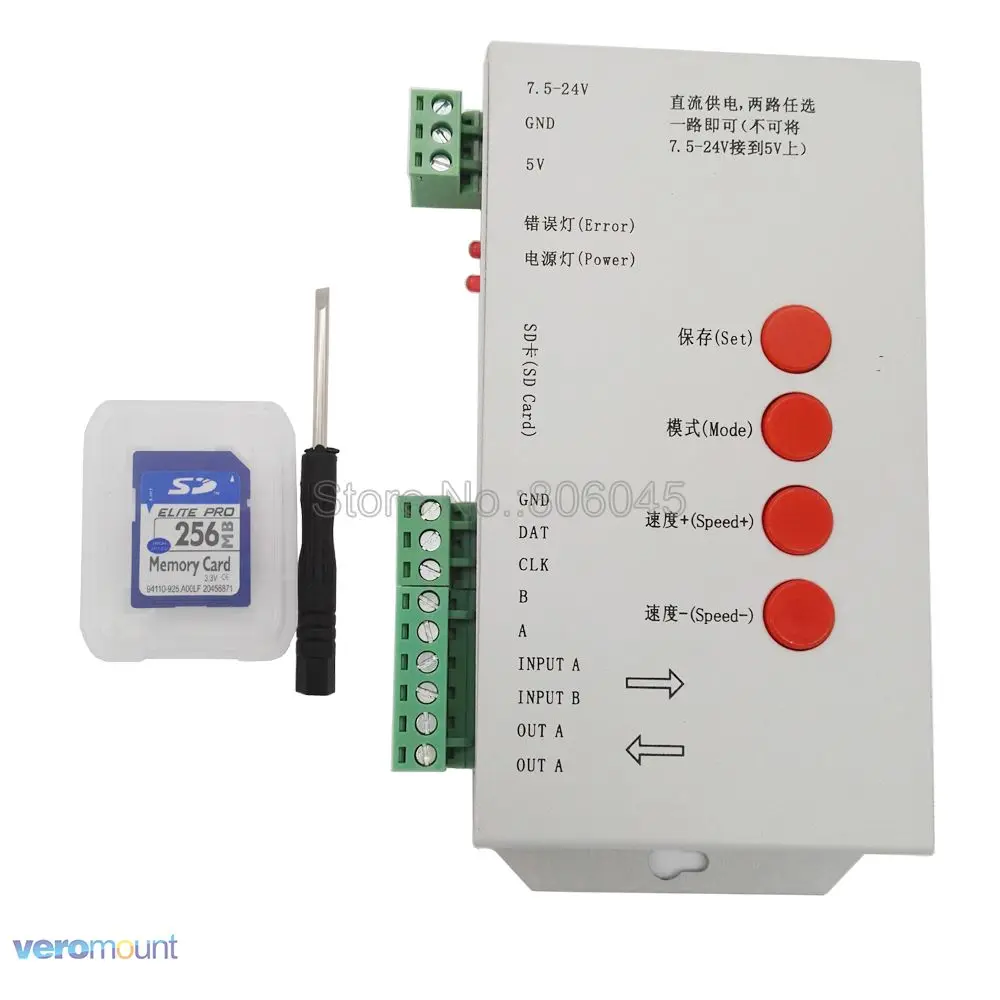 T1000S T 1000S SD карта WS2801 WS2811 WS2812B LPD6803 LED 2048 пикселей контроллер RGB DC5V 24V|rgb controller|pixel