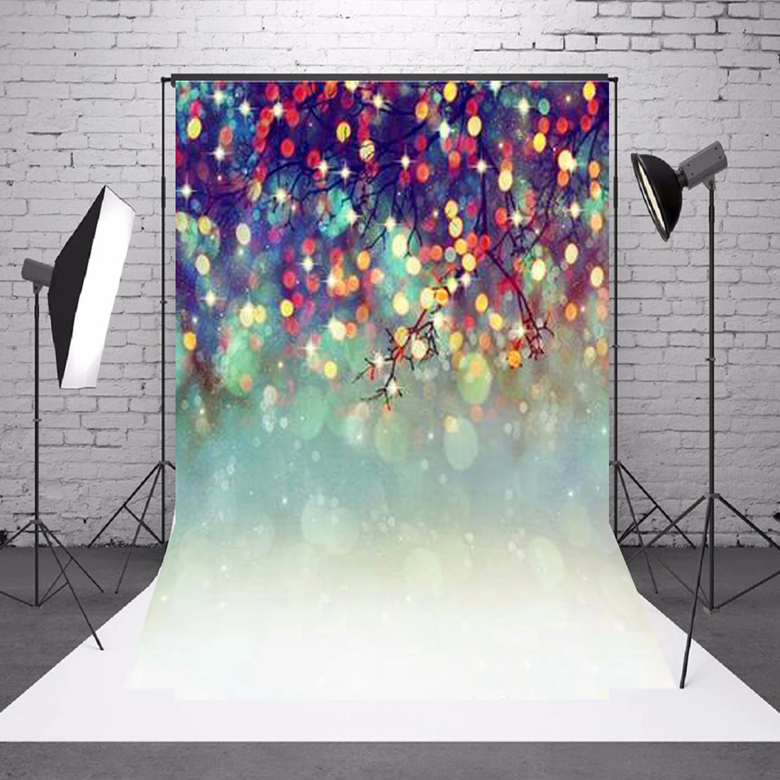 5x7FT Веселые блестки на Рождество фон с деревом для фотостудии виниловый