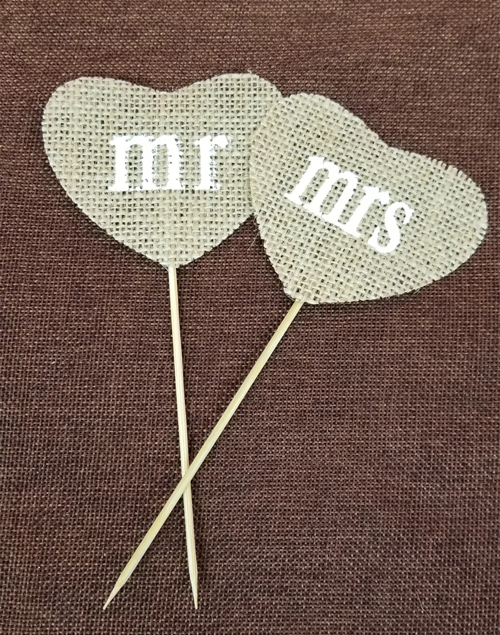 Абрикос 2 шт./компл. Mr Mrs в форме сердца флаг из натурального джута Мешковина